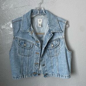 GAP Light Blue crop Denim Vest